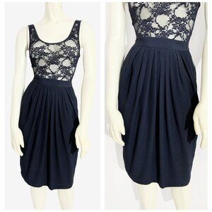 Vintage Black Pleated Draped Skirt / size Extra-Small